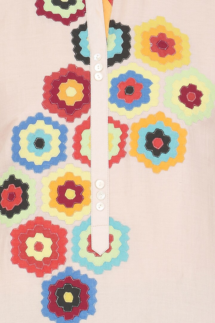 Beige geometric patchwork tunic available only at Pernia's Pop Up Shop.