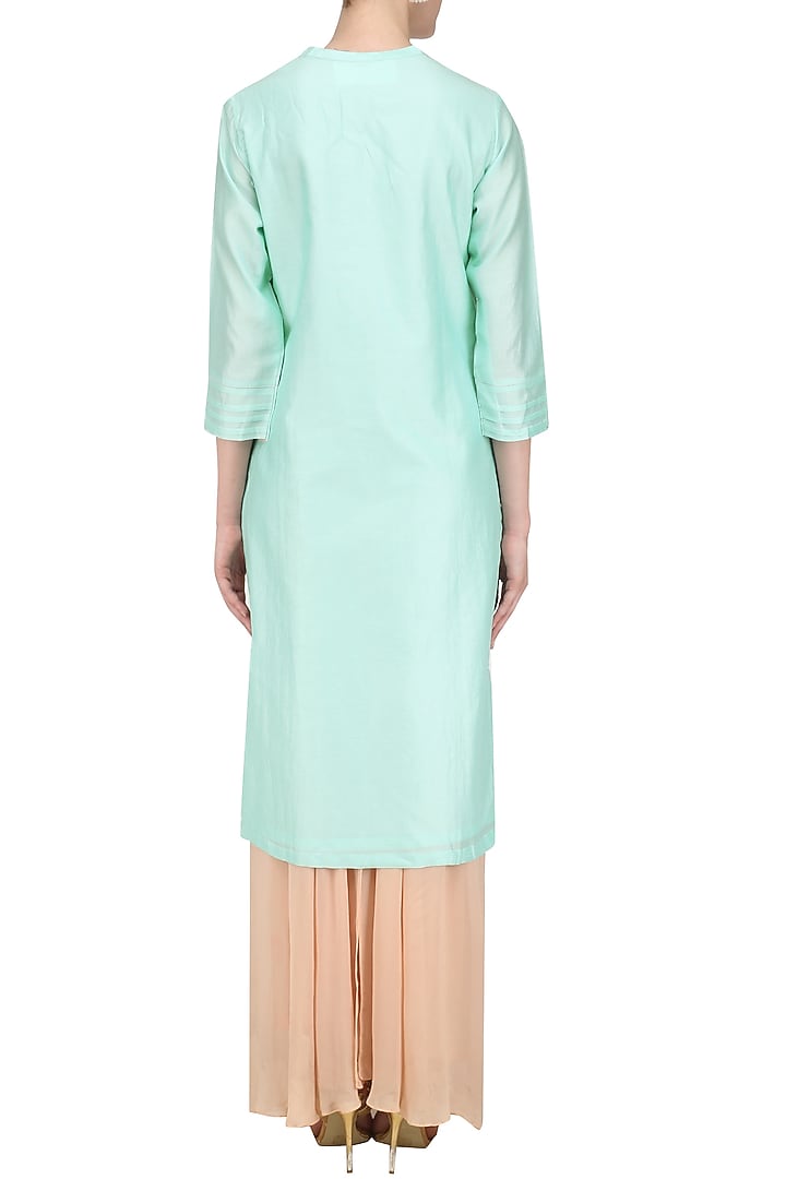 Mint hand embroidered bird motifs tunic available only at Pernia's Pop Up Shop.