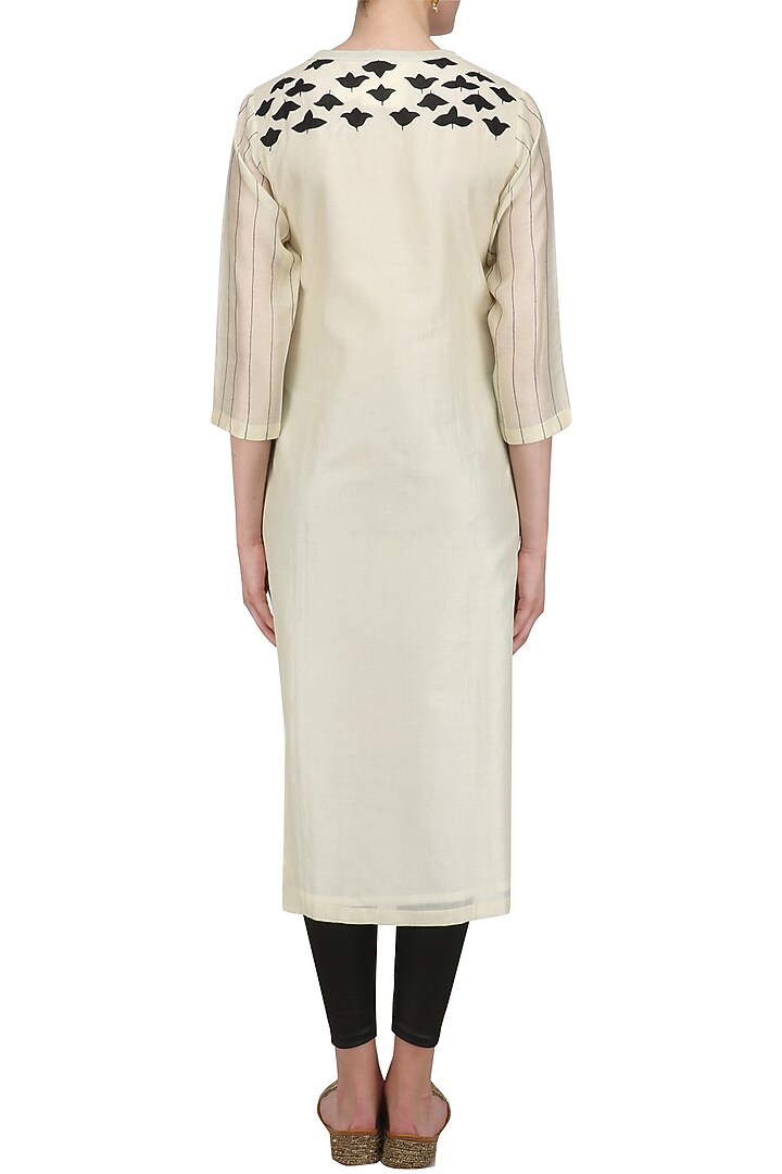 Ivory and black applique work tunic available only at Pernia's Pop Up Shop.