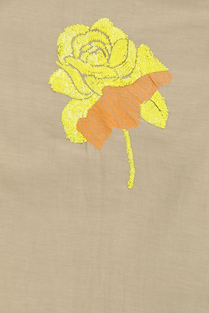 Dark beige floral motifs embroidered tunic available only at Pernia's Pop Up Shop.