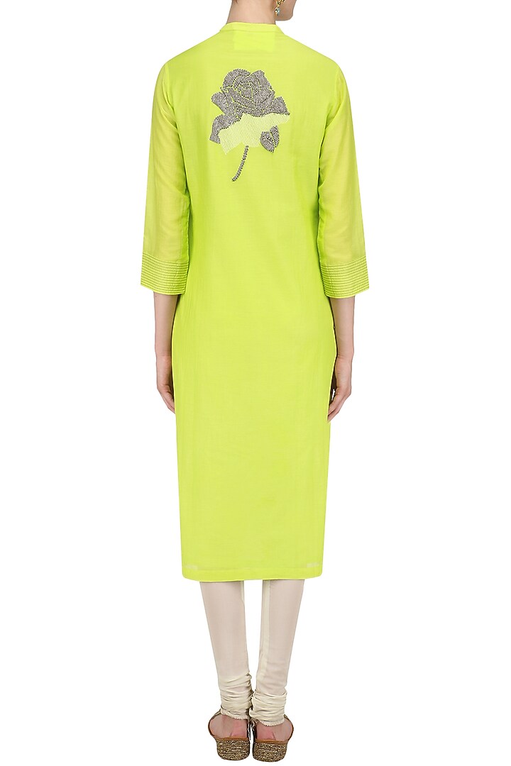 Lime sequins floral motifs tunic available only at Pernia's Pop Up Shop.