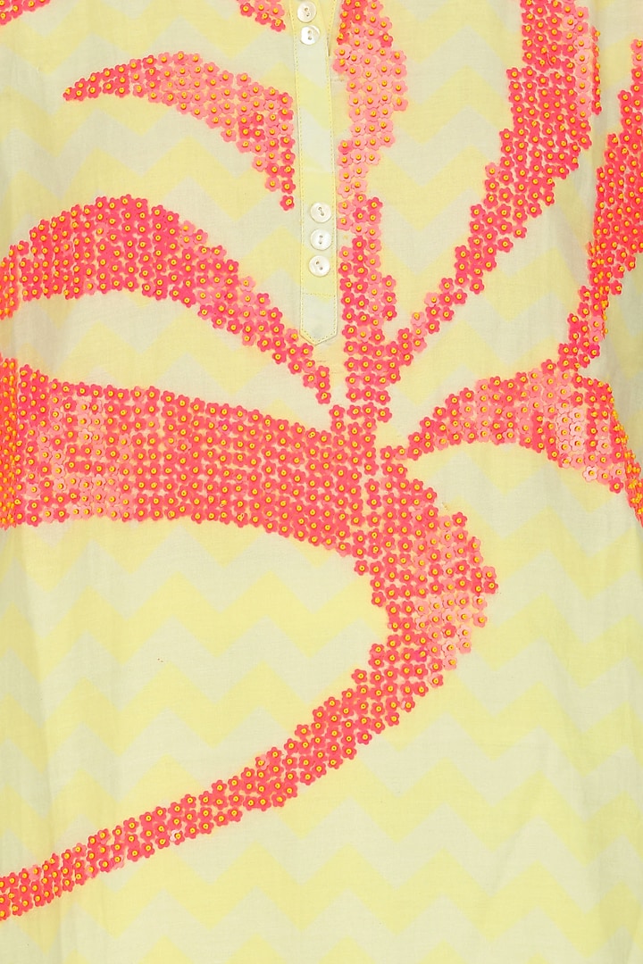 Yellow digital print and sequins work tunic available only at Pernia's Pop Up Shop.