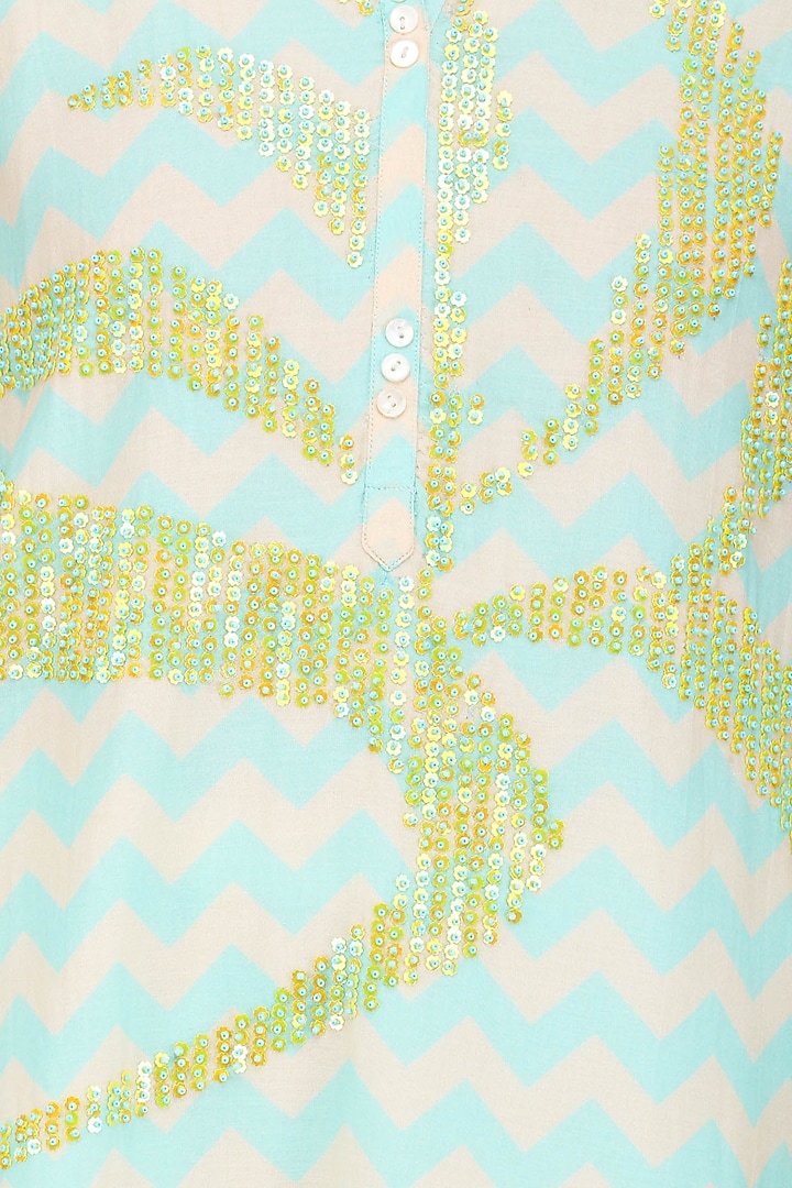 Mint digital print and sequins work tunic available only at Pernia's Pop Up Shop.