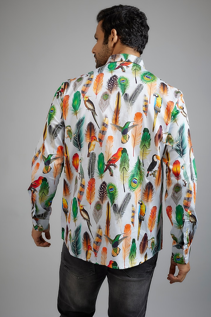 Multi-Colored Giza Cotton Printed Party Wear Shirt by Amalfi By Mohid Merchant at Pernia's Pop Up Shop