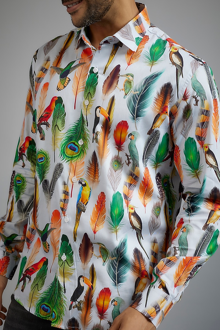 Multi-Colored Giza Cotton Printed Party Wear Shirt by Amalfi By Mohid Merchant at Pernia's Pop Up Shop