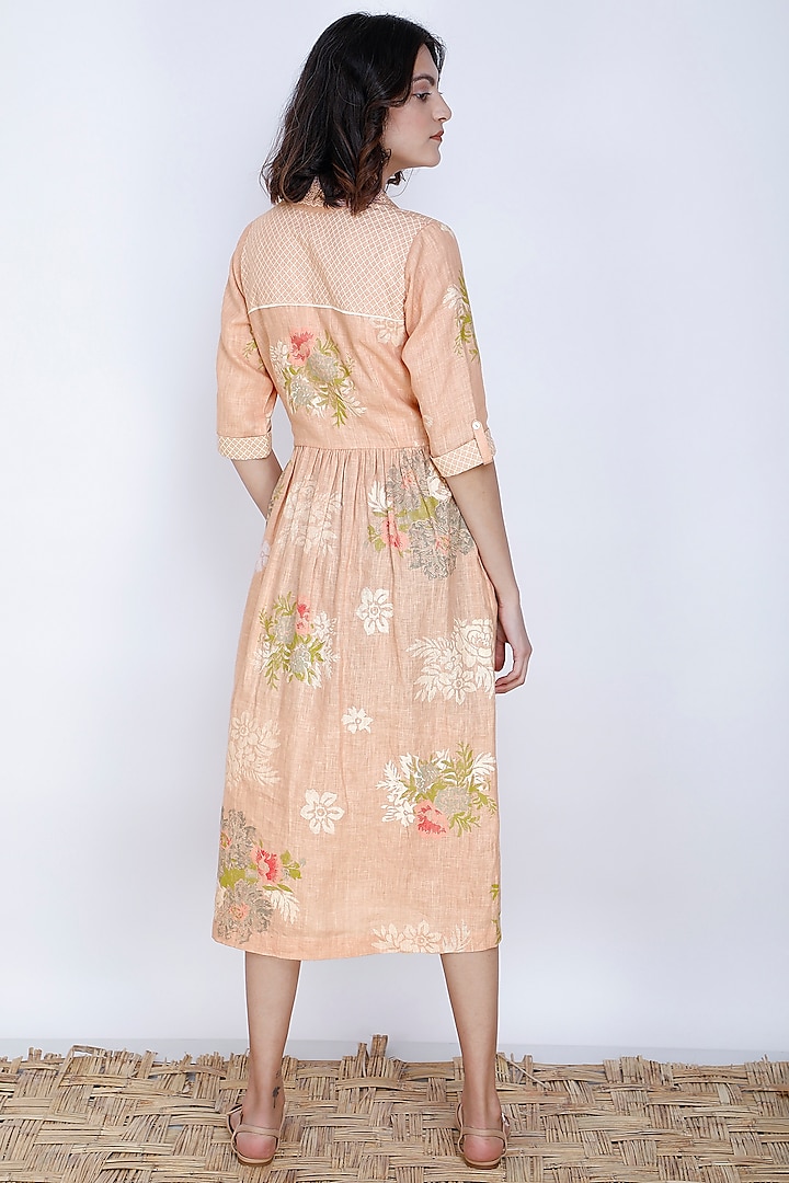 Old Rose Pink Printed Summer Shirt Dress by Arcvsh by Pallavi Singh at Pernia's Pop Up Shop