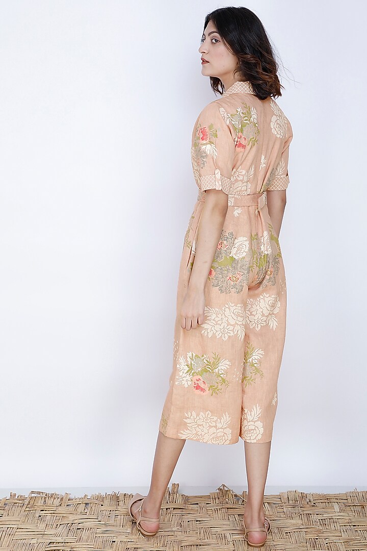 Old Rose Pink Printed Jumpsuit by Arcvsh by Pallavi Singh at Pernia's Pop Up Shop