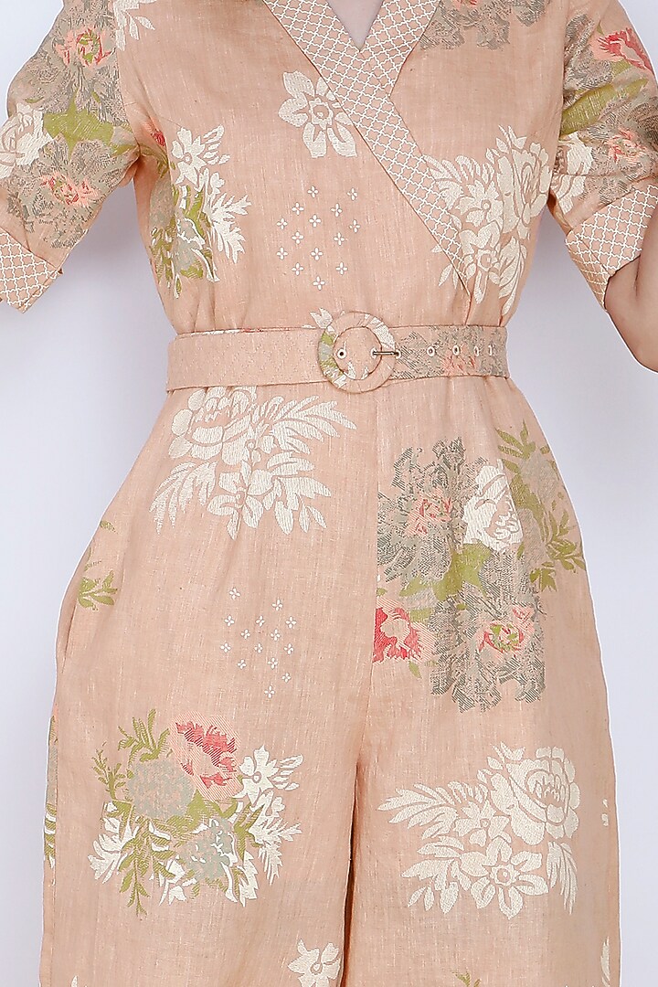 Old Rose Pink Printed Jumpsuit by Arcvsh by Pallavi Singh at Pernia's Pop Up Shop