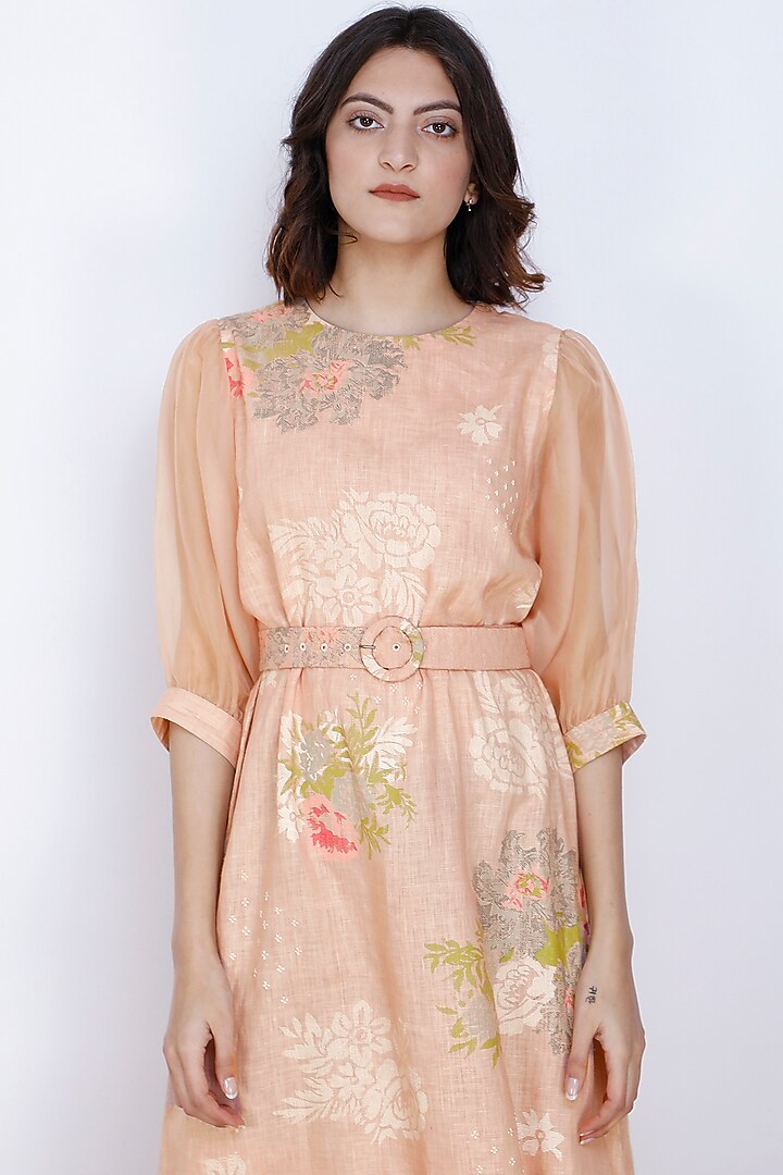 Old Rose Pink Slip Summer Dress With Belt by Arcvsh by Pallavi Singh at Pernia's Pop Up Shop