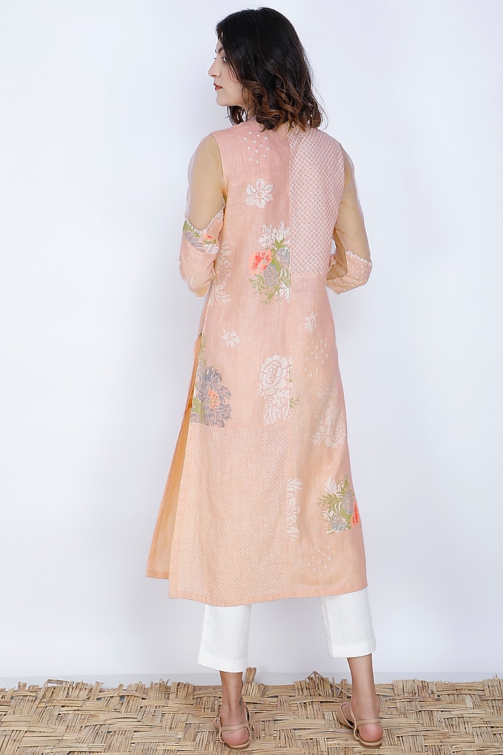 Old Rose Pink Printed & Embroidered Tunic by Arcvsh by Pallavi Singh at Pernia's Pop Up Shop