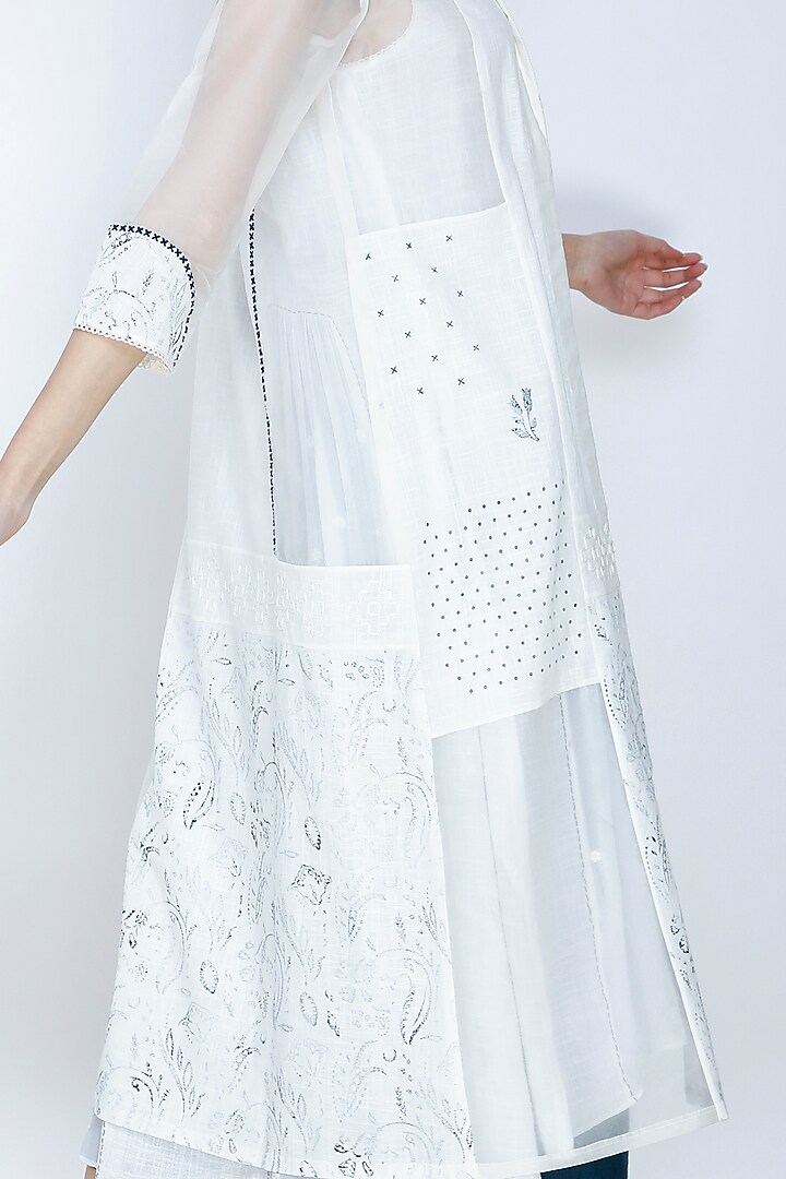 Ivory Embroidered & Printed Jacket by Arcvsh by Pallavi Singh at Pernia's Pop Up Shop