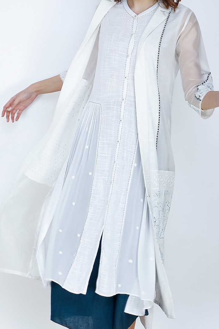Ivory Embroidered & Printed Jacket by Arcvsh by Pallavi Singh at Pernia's Pop Up Shop