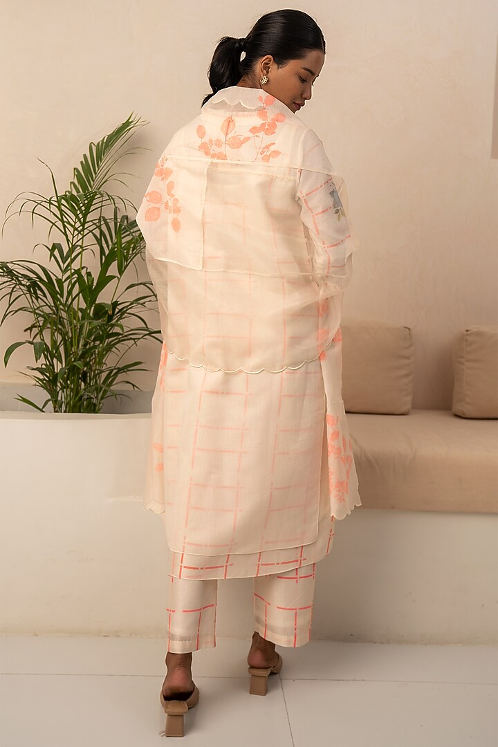 Ivory & Pink Chanderi Printed Layered Tunic Set by Arcvsh by Pallavi Singh at Pernia's Pop Up Shop