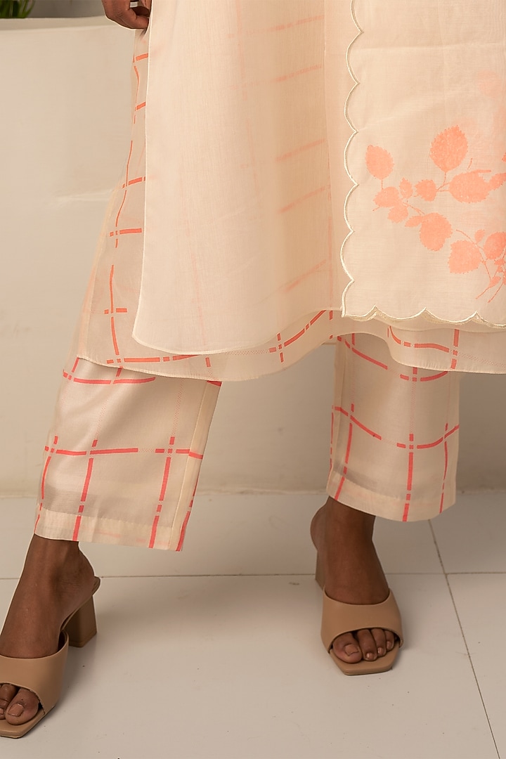 Ivory & Pink Chanderi Printed Layered Tunic Set by Arcvsh by Pallavi Singh at Pernia's Pop Up Shop