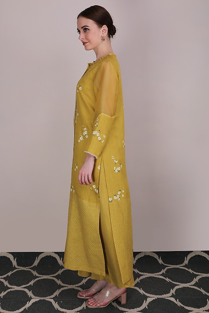 Ochre Embroidered Tunic by Arcvsh by Pallavi Singh at Pernia's Pop Up Shop