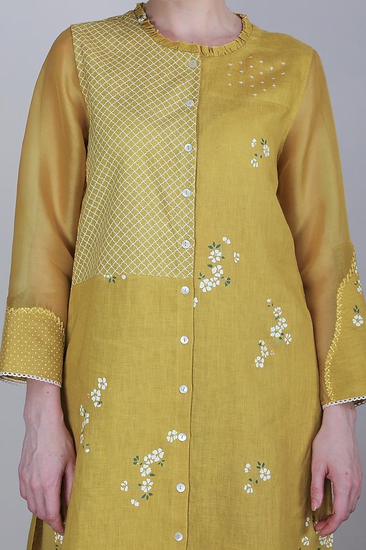 Ochre Embroidered Tunic by Arcvsh by Pallavi Singh at Pernia's Pop Up Shop
