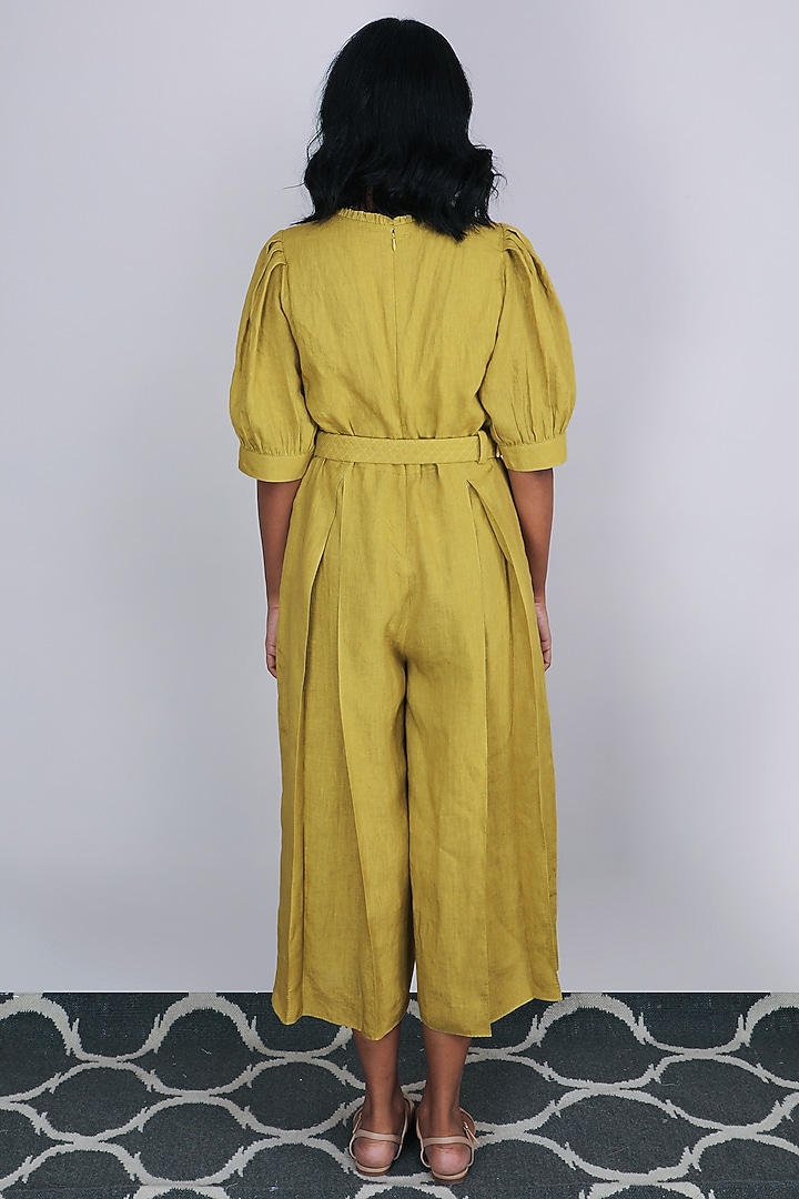 Ochre Embroidered Jumpsuit by Arcvsh by Pallavi Singh at Pernia's Pop Up Shop
