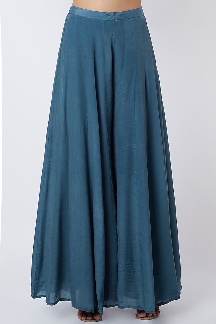 Blue Crepe Kalidar Palazzo Pant Set by Adara By Sheytal at Pernia's Pop Up Shop