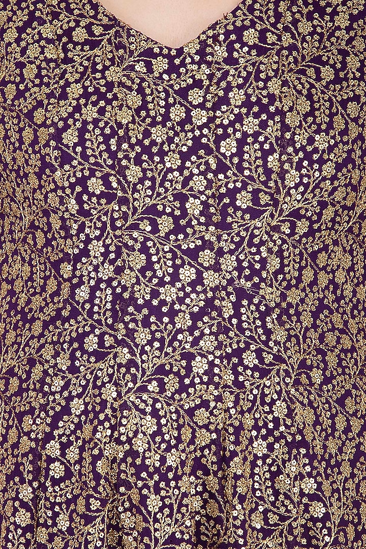 Purple embroidered peplum anarkali Engagement Gown with dupatta by Abhi Singh at Pernia's Pop Up Shop
