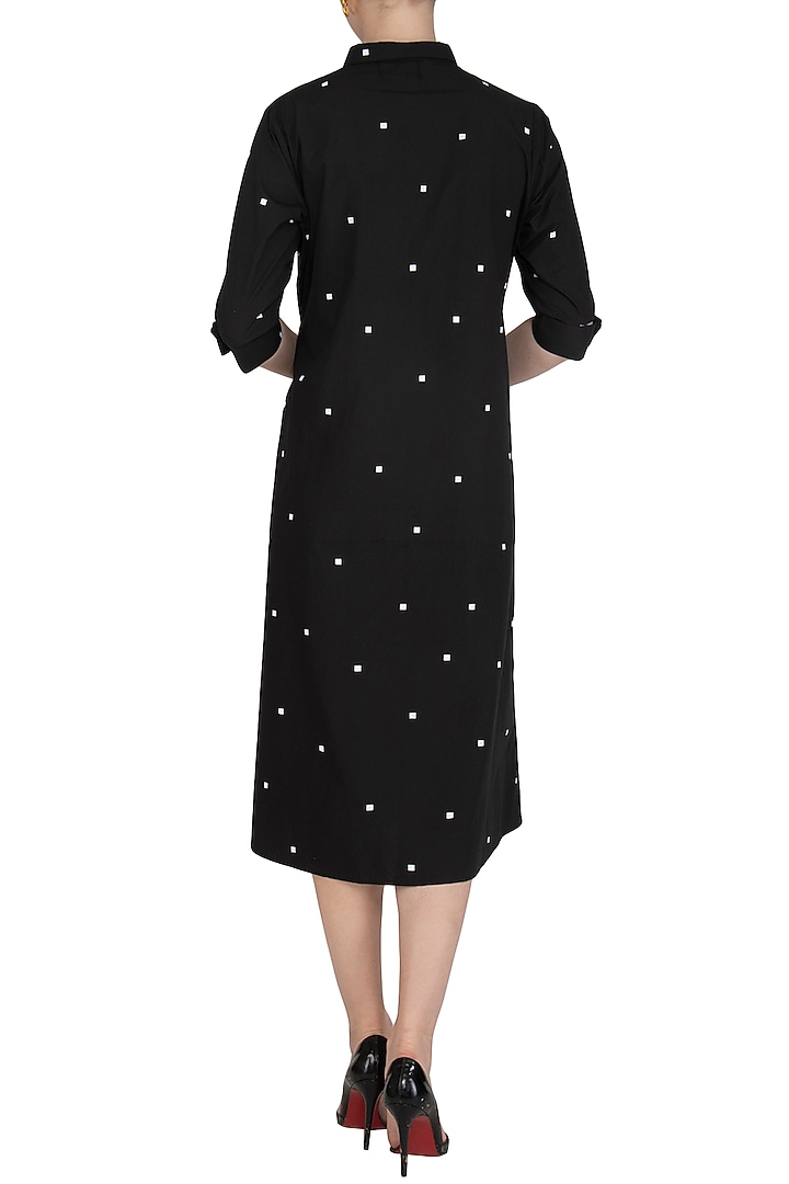 Black Printed Embroidered Vacation Dress by Abhi Singh at Pernia's Pop Up Shop