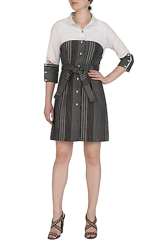 Black Lined Mini Dress by Abhi Singh