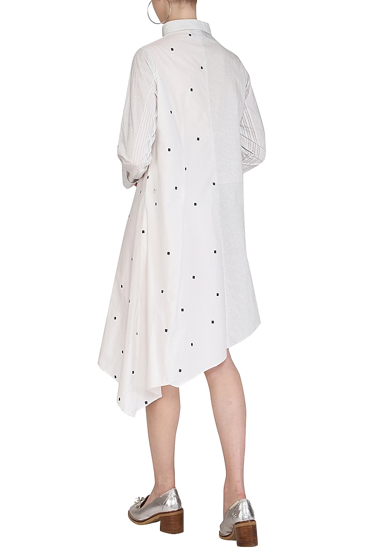 White Asymmetric Pleated Vacation Dress by Abhi Singh at Pernia's Pop Up Shop
