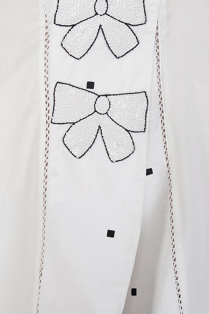 White Pleated Embroidered Tunic by Abhi Singh at Pernia's Pop Up Shop