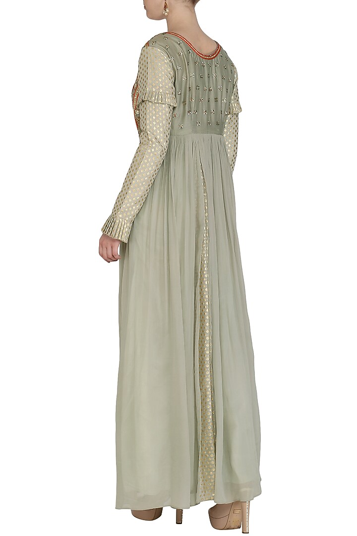 Grey Embroidered Wedding Anarkali Gown by Abhi Singh at Pernia's Pop Up Shop