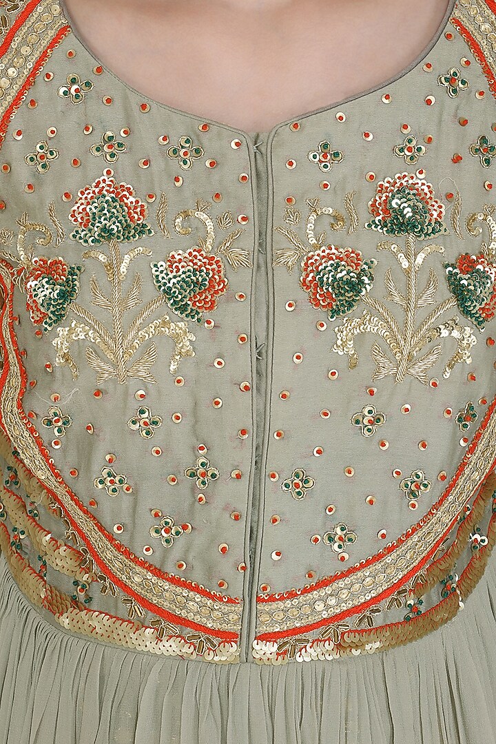 Grey Embroidered Wedding Anarkali Gown by Abhi Singh at Pernia's Pop Up Shop