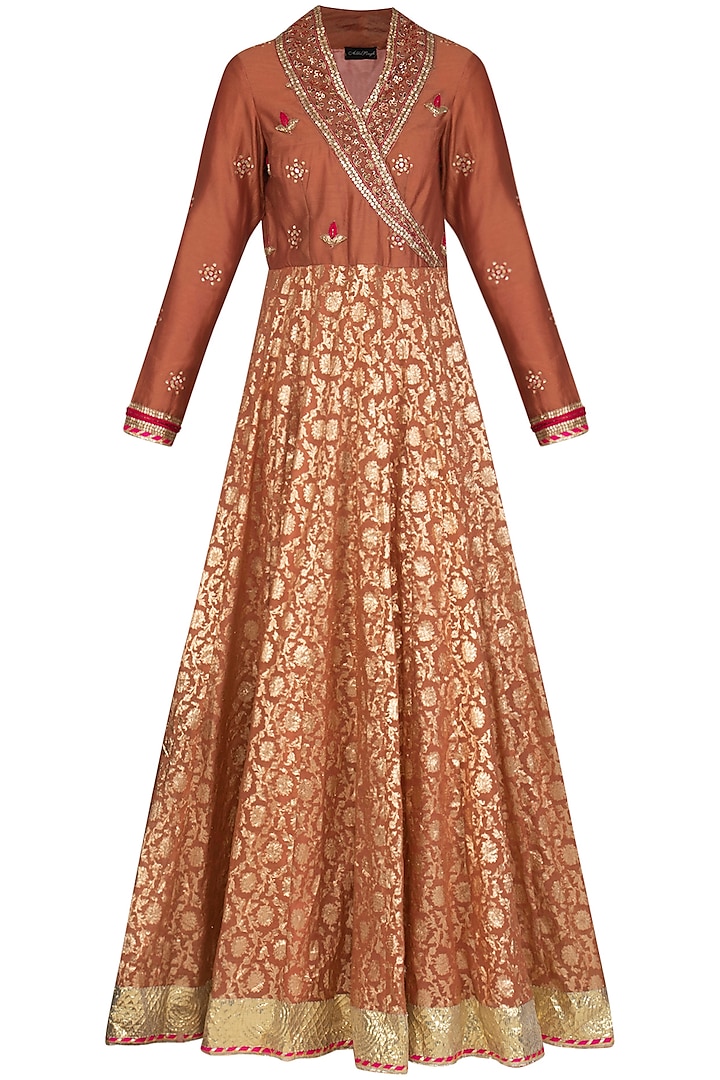 Red Embroidered Anarkali With Dupatta by Abhi Singh