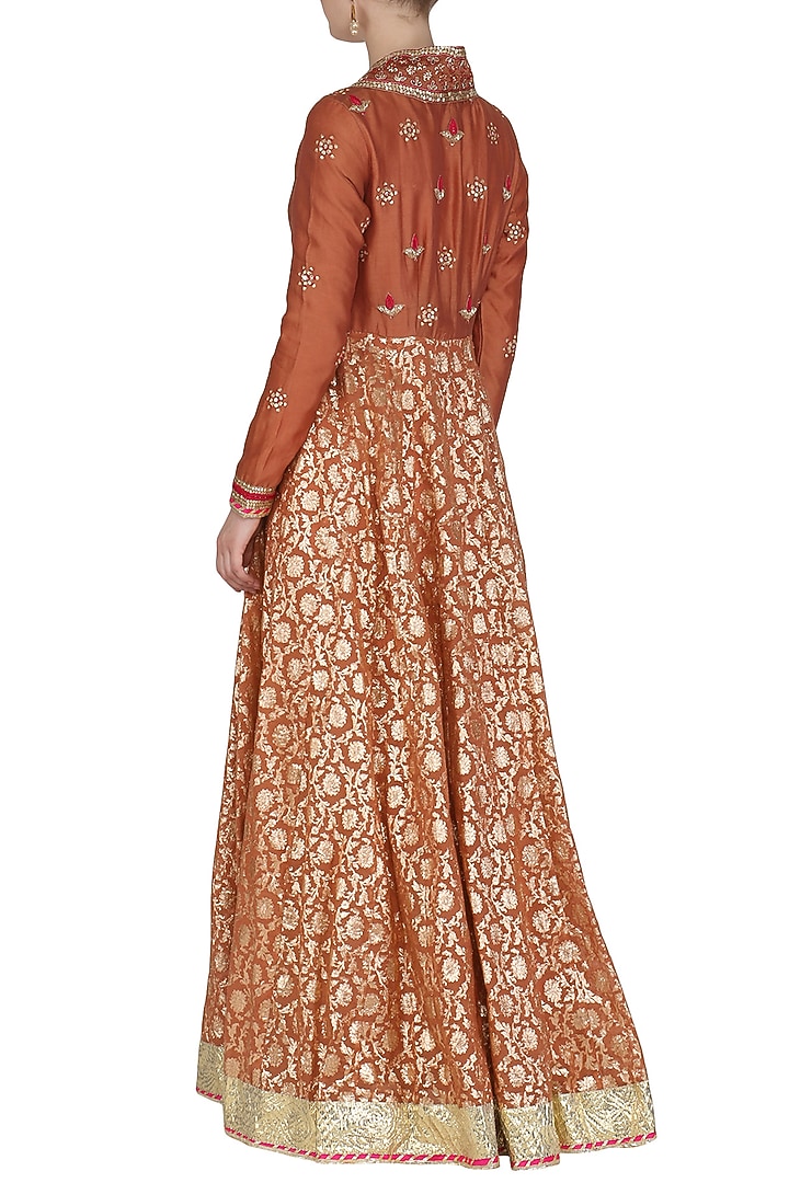 Red Embroidered Wedding Anarkali With Dupatta by Abhi Singh at Pernia's Pop Up Shop