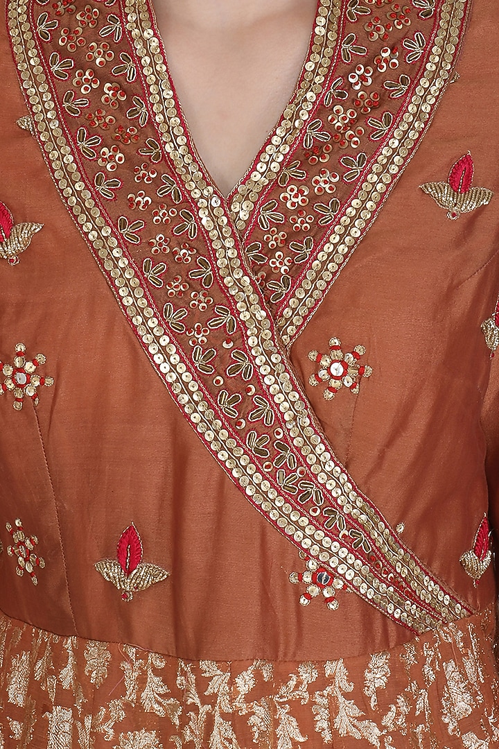 Red Embroidered Wedding Anarkali With Dupatta by Abhi Singh at Pernia's Pop Up Shop