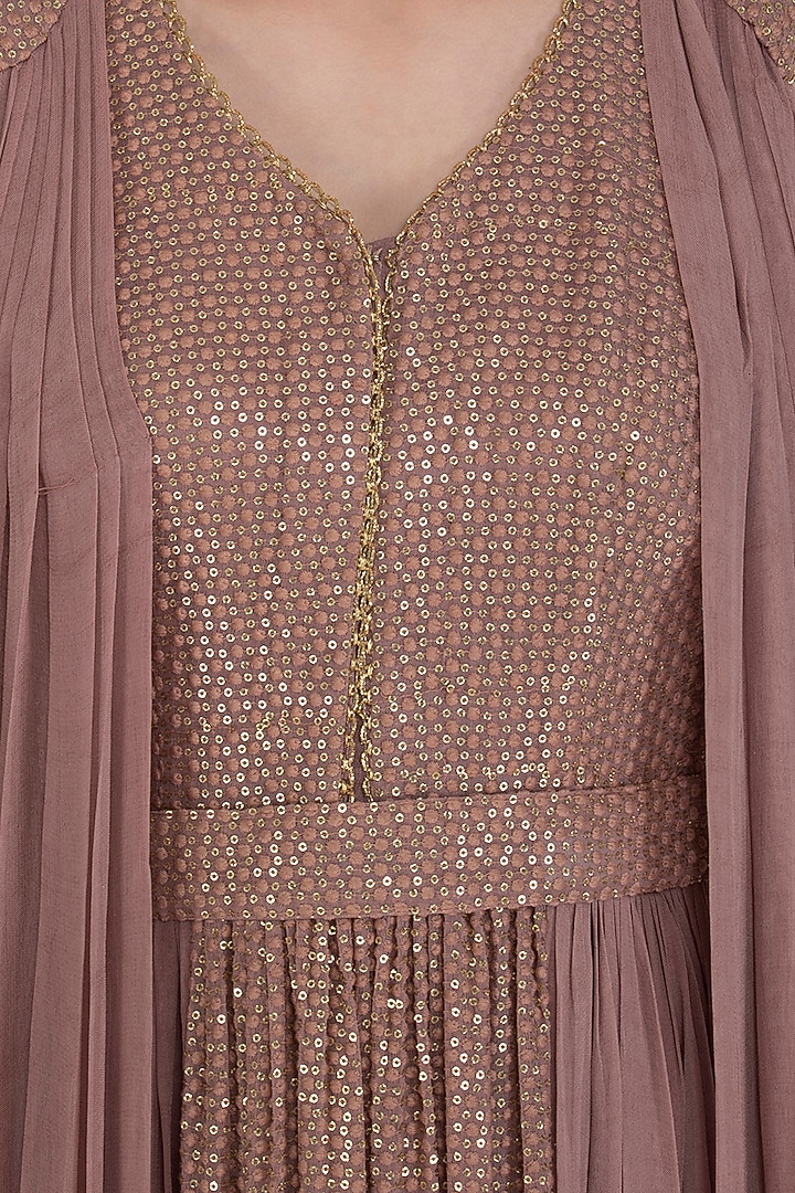 Rose Pink Embroidered Wedding Anarkali With Dupatta & Belt by Abhi Singh at Pernia's Pop Up Shop