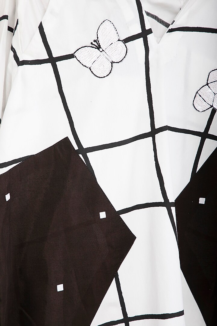 White Embroidered Pleated Vacation Dress by Abhi Singh at Pernia's Pop Up Shop