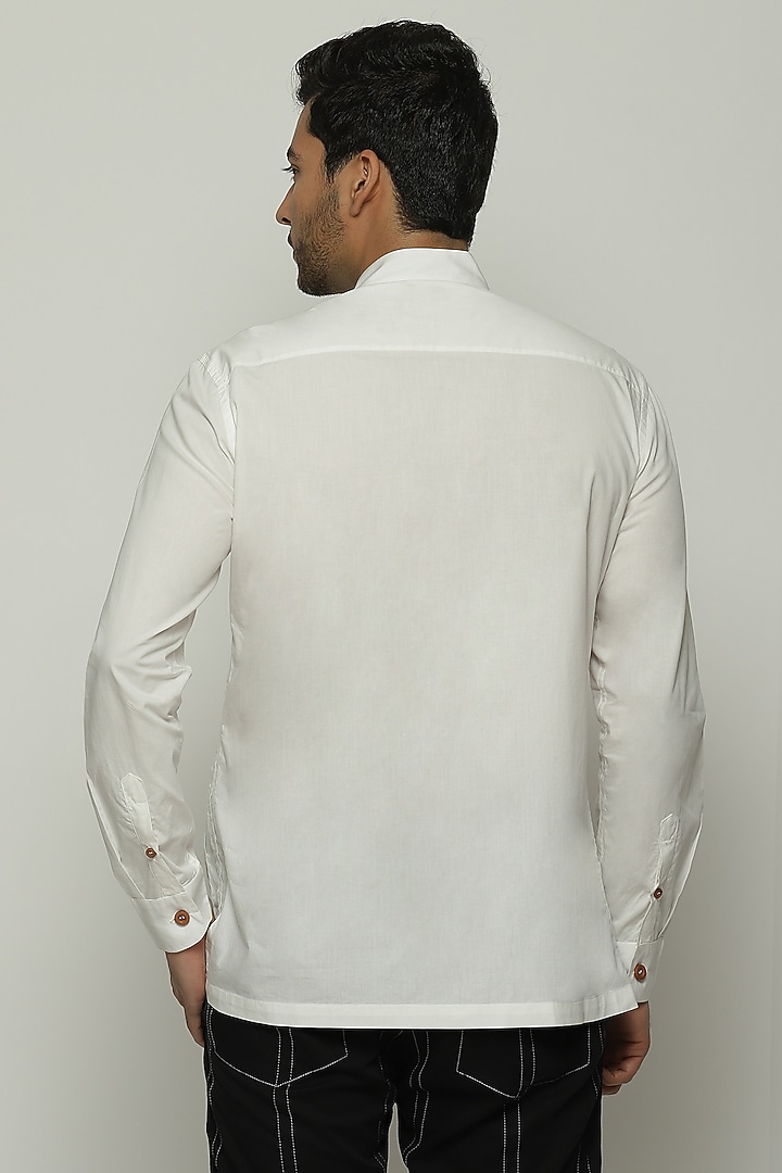 Ivory Cotton Poplin Party Wear Shirt by Abraham & Thakore Men at Pernia's Pop Up Shop