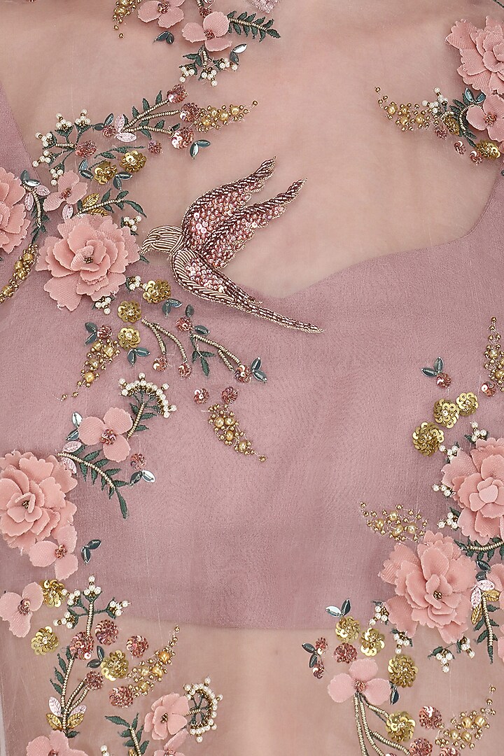 Blush Pink Embroidered Cape Blouse by Abhishek Vermaa at Pernia's Pop Up Shop