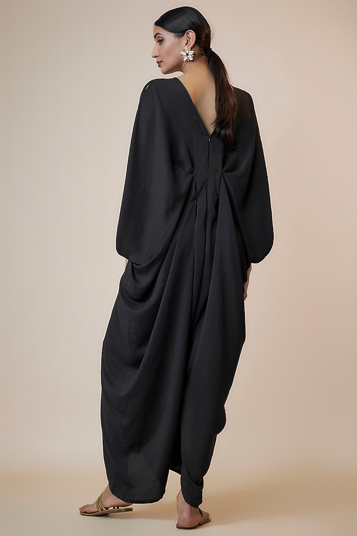 Black Silk Pleated Jumpsuit by Arab Crab at Pernia's Pop Up Shop