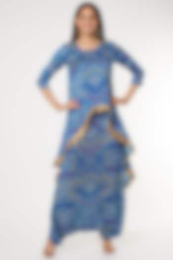 Aqua Blue Embroidered Dhoti Set by Arab Crab