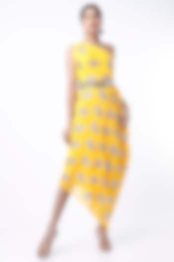 Yellow Sequins Embroidered Dress by Arab Crab