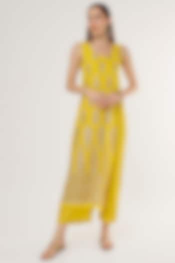 Yellow Embroidered Jumpsuit by Arab Crab