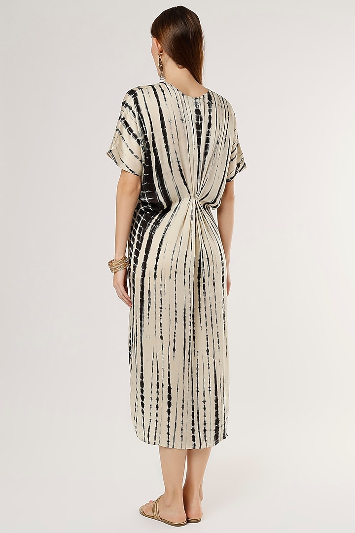 Egg Shell White & Black Printed Kaftan Summer Dress by Arab Crab at Pernia's Pop Up Shop
