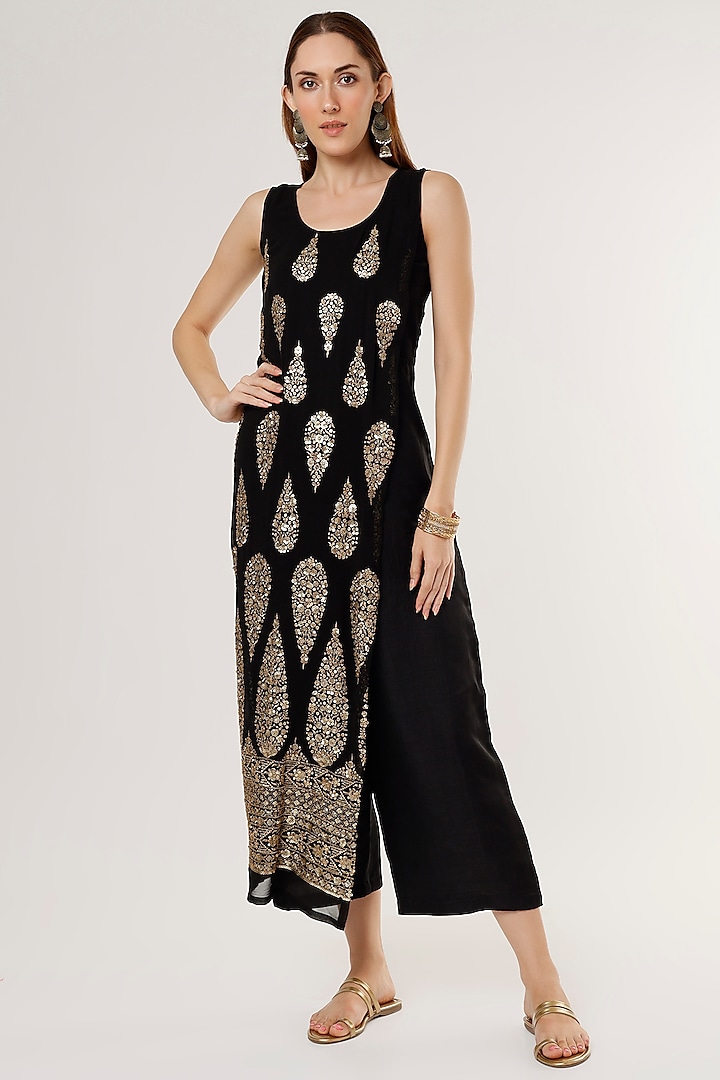Black Embroidered Jumpsuit by Arab Crab