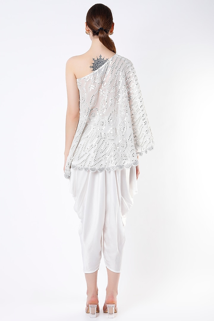 Ivory Georgette Cape Set by Arab Crab at Pernia's Pop Up Shop