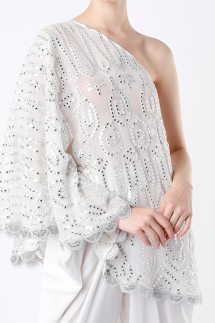 Ivory Georgette Cape Set by Arab Crab at Pernia's Pop Up Shop