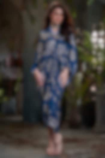 Teal Chinon Midi Kaftan Summer Dress by Arab Crab at Pernia's Pop Up Shop