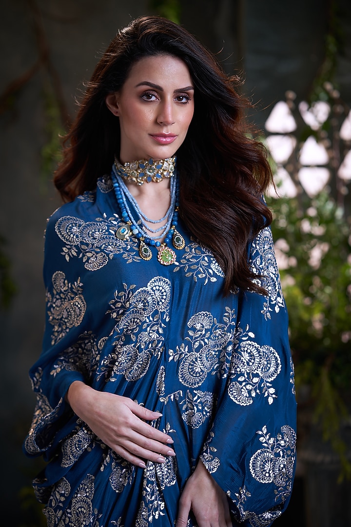 Teal Chinon Midi Kaftan Summer Dress by Arab Crab at Pernia's Pop Up Shop