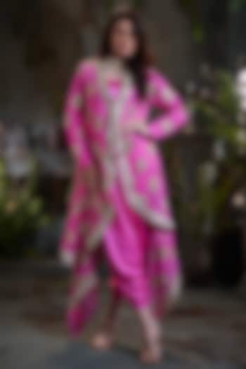 Pink Modal Satin Jumpsuit With Jacket by Arab Crab at Pernia's Pop Up Shop