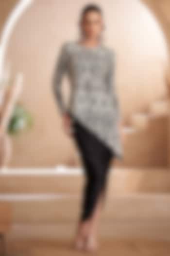 Black Georgette & Modal Satin Adjustable Skirt Set by Arab Crab at Pernia's Pop Up Shop