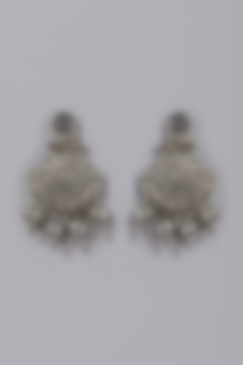 Oxidised Finish Kundan Polki Earrings by ACCENTUATE