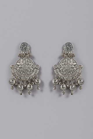Oxidised Finish Kundan Polki Earrings by ACCENTUATE